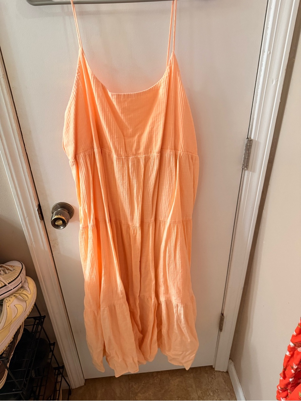 Sonoma Peach Tiered Spaghetti-Strap Maxi Dress